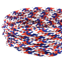 Bobine 50m Cordon damier polyester 5mm bleu/blanc/rouge