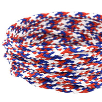 Bobine 50m Cordon damier polyester 5mm bleu/blanc/rouge