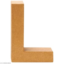Lettre en carton L qui tient debout  - 17,5 x 12,5 x 5,5 cm