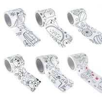 6 masking tapes larges à colorier 4,6 cm x 5 m