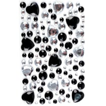 MégaCréa DIY - Stickers strass coeur noir cristal 0,5 à 2 cm 106 pièces