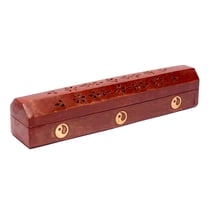 Boite porte encens en bois motif Yin Yang
