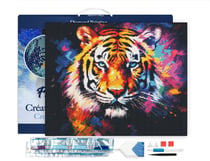 Diamond Painting Broderie Diamant Figured’Art 40x50cm toile tendue sur châssis en bois - diamants carrés - Tigre Coloré Abstrait