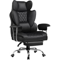 Chaise gaming - GTPLAYER - Repose-pieds rétractable cuir noir mousse 3D