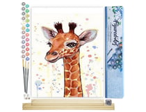 Peinture par Numéro Figured'Art - Girafe souriante - Kit de Loisir Créatif DIY Numéro d'Art Complet - 40x50cm toile roulée + châssis en bois à monter