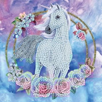 CRYSTAL ART Kit carte broderie diamant 18x18cm Licorne en fleurs