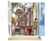 Peinture par Numéro Figured'Art - Façades vintage de Paris - Kit de Loisir Créatif DIY Numéro d'Art Complet - 40x50cm toile roulée + châssis en bois à monter