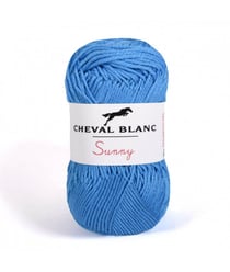 Pelote de coton à tricoter SUNNY UNI - Cheval blanc - PPSC 188 Bleu