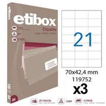 Lot de 3 boites de 2100 étiquettes - Format 70x42.4mm - Etibox - Apli 119752