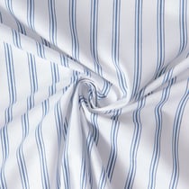 Tissu Coton imprimé Arty rayures Bleu ciel sur fond Blanc