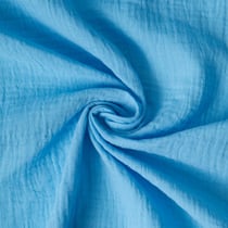 Tissu Double gaze de Coton uni Bleu azur
