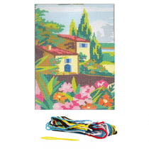 Kit complet canevas 15 x 20 cm motif maison provençale mas
