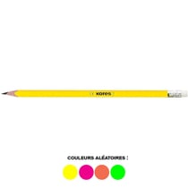 Crayon graphite - HB - Embout gomme - Corps triangulaire fluos - Kores