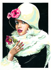 Canevas antique La rose de noël 45x60cm