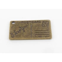 MégaCréa - Breloque en métal Carte Postale Bronze (10 pièces)