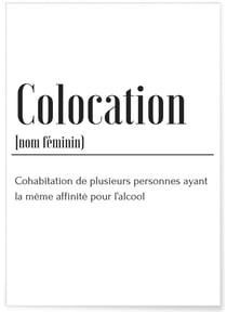 Affiche Définition Colocation | A3 : 29,7x42cm