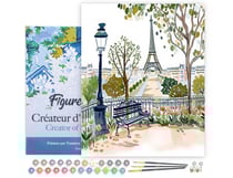 Peinture par Numéro Figured'Art avec Cadre - Aquarelle Jardin de Paris - Kit de Loisir Créatif DIY Numéro d'Art Complet - 40x50cm toile tendue sur châssis