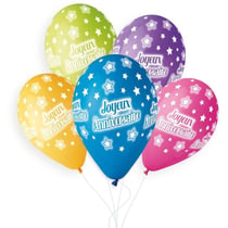 5 Ballons Joyeux Anniversaire Ø33cm