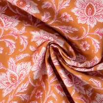 Tissu Coton imprimé Arty Fleuris Shira sur fond Ocre