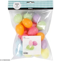 Oeuf de Pâques en deux parties à décorer - Multicolores - 4,5 cm - 24 pcs