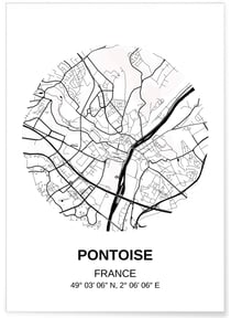Affiche Carte Pontoise | A3 : 29,7x42cm