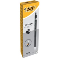 Lot de 12 porte-mines rechargeables BIC CRITERIUM HB 0,5 mm - Corps plastique noir - Agrafe métal