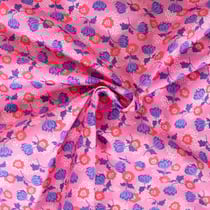 Tissu Coton imprimé Fleuris Jules sur fond Rose