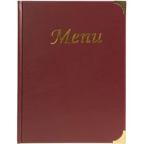 Menu de restaurant - Protège menu - A4 - Couverture rouge - 8 pages