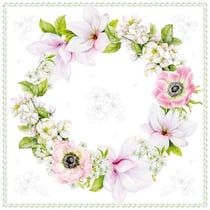 Lot de 4 serviettes en papier découpage collage 33 cm COURONNE DE FLEURS FL 208