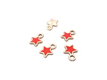 10 Breloques étoile 9*7mm doré et émail rouge