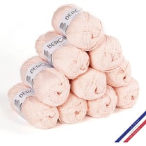 10 pelotes de laine - Rose dragée - 100% coton bio - 3mm - Tricot et crochet - Bergère de France