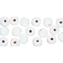 Perles en bois FSC 100%, polies, 8mm 82 pièces , blanc
