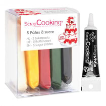 5 pâtes à sucre Noël + Stylo glaçage noir