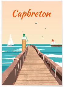 Affiche ville Capbreton | A3 : 29,7x42cm