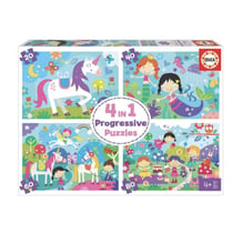 Puzzles progressifs 4 en 1 univers fantastiques - Educa Borras - Bleu
