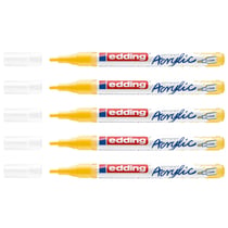 Lot de 5 marqueurs peinture acrylique permanent pointe fine - EDDING - Jaune Trafic