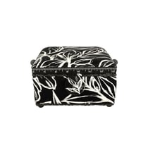 Boîte à couture 20x20x11cm fleurs noires et blanches