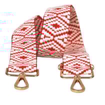 Bandoulière sangle de sac imprimé ethnique 40mmx140cm rouge