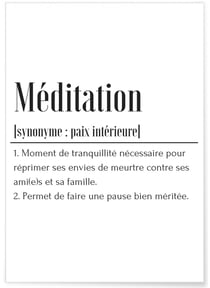 Affiche Définition Méditation | A3 : 29,7x42cm