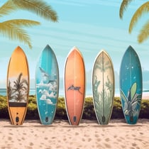 Tableau sur toile planches de surf 30x30 cm