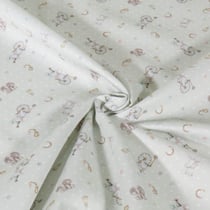 Tissu Piqué de Coton imprimé Eléphants au cirque sur fond Vert menthe clair