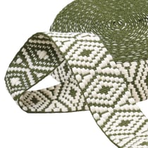 Sangle ethnique 38mm vert kaki au mètre