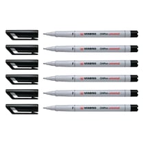 Lot de 6 feutres pour transparents encre soluble pointe fine - STABILO - Noir