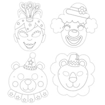 MégaCréa DIY - Masque pour enfant à colorier Cirque 4 pièces