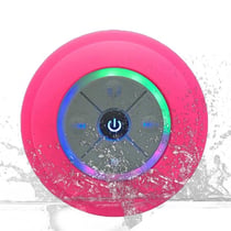 Enceinte Bluetooth Waterproof Mini Avec Lumière LED Radio FM Subwoofer Carte TF Ventouse Rose YONIS