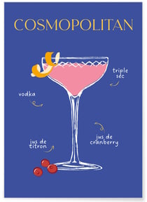 Affiche Cocktail Cosmopolitan 2 | A3 : 29,7x42cm