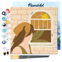 Mini Peinture par Numéro Figured'Art 20x20cm avec cadre Femme au Foulard - Petit Format