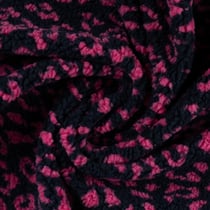 Tissu Teddy Bouclettes motif léopard Fuschia sur fond Bleu marine