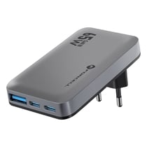 Forcell Chargeur Mural GaN III 65W avec 2 USB-C + USB Charge Rapide Ultra-fin Gris