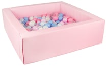 Piscine à balles carrée avec 200 balles - rose clair/blanc, transparent, bleu, rose, rose p, bleu p